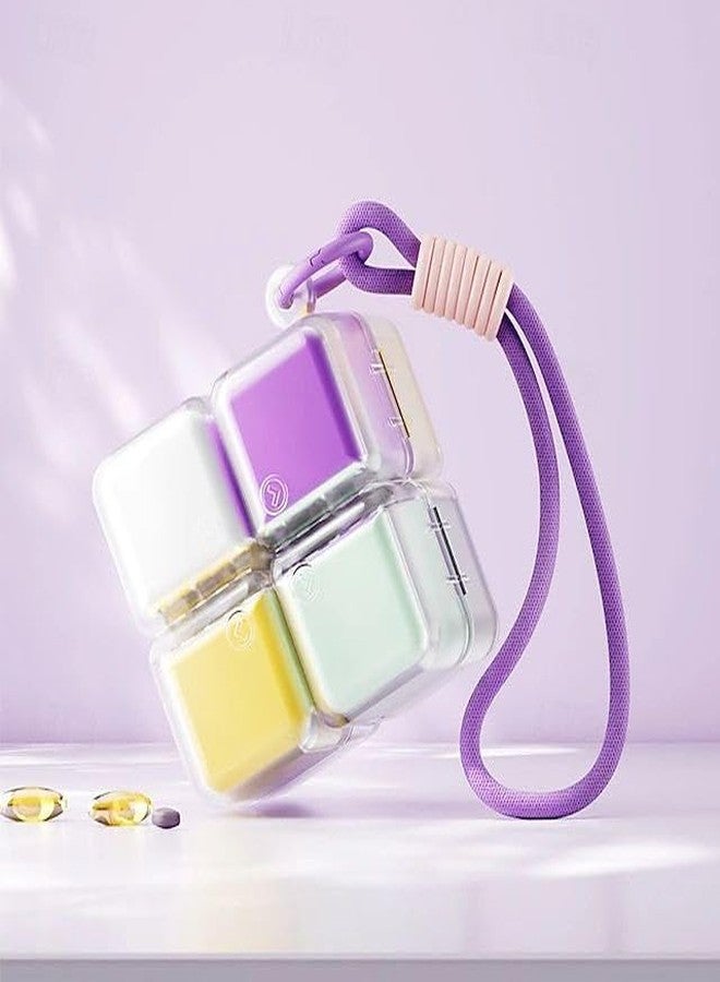 JAMBUVANTI 1Pcs, Portable Rubik Cube Pill Organizer for Travel - 8 Compartment Medicine Storage Case with Lock, Leakproof BPA-Free Pill Box for Vitamins and Supplements. - Image 4